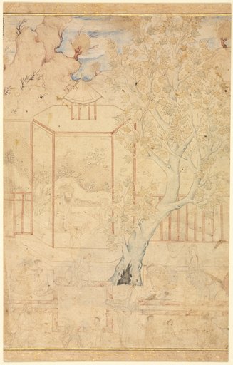 Garden Scene with a Master Instructing a Student in a Pavilion