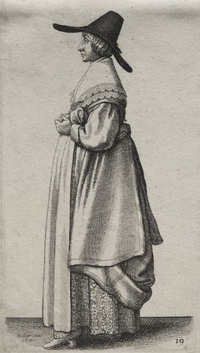 The Several Habits of English Women, from the Nobility to the Country Women as they are in these times: The Woman with a Mannish Hat and Flowered Petticoat