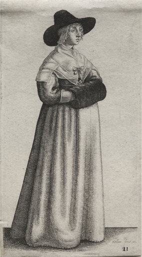 The Several Habits of English Women, from the Nobility to the Country Women as they are in these times: The Woman with a Mannish Hat and Dark Muff