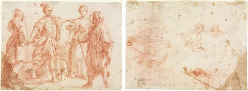 Jacob and Laban with Rachel and Leah (recto); Sketch of Two Men and Other Various Figures (verso)