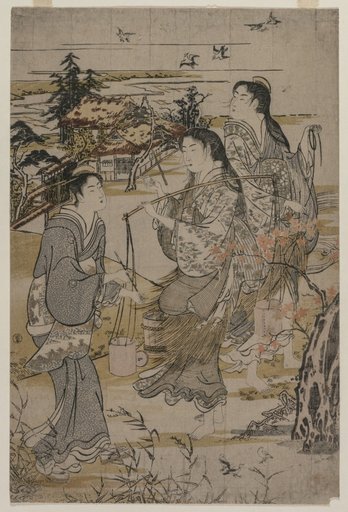 Women with Salt Pails; The Noda Tama River in Mutsu Province, from an untitled series of the Six Tama Rivers