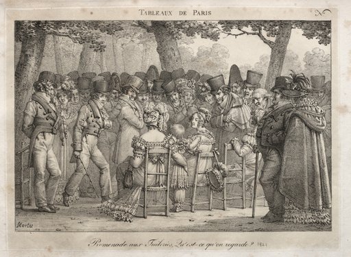Promenade in the Tuileries. What are they looking at?