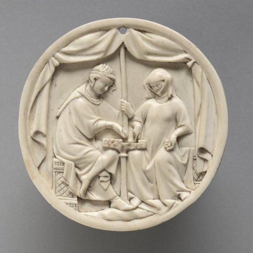 Mirror Case with a Couple Playing Chess
