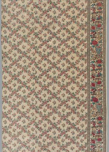 Roller-Printed Glazed Chintz with Flower and Vase Design