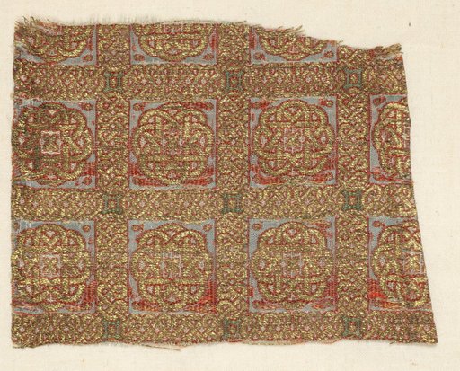 Fragment with stars in stacked squares, from a dalmatic of San Valero