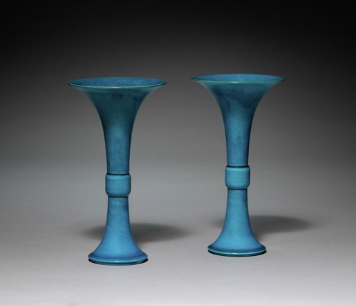 Pair of Beaker Vases in Form of Archaic Gu