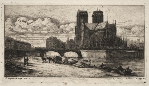 Etchings of Paris: The Apse of the Cathedral of Notre Dame
