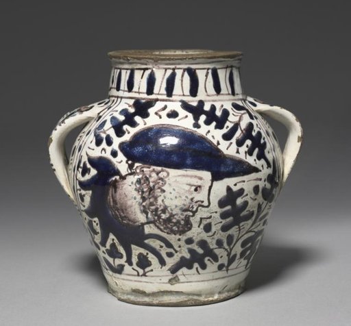Two-Handled "Oak Leaf" Drug Jar with Male and Female Portraits