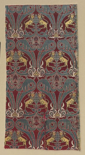 Fragment with crowned lions, palmettes, and escutcheons
