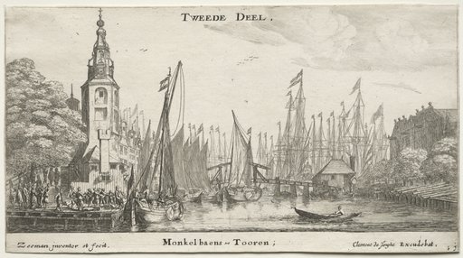 Various Ships and Views of Amsterdam (Verscheÿde Schepen en Gesichten van Amstelredam), Part II: Canal near Amsterdam and Tower of Monkel