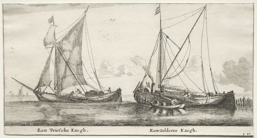 Various Ships and Views of Amsterdam (Verscheÿde Schepen en Gesichten van Amstelredam), Part II: A Frisian Bilander. A Geldersche Bilander
