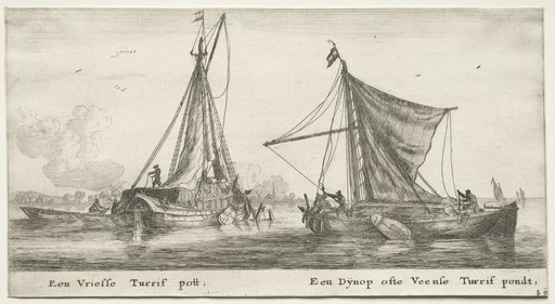 Various Ships and Views of Amsterdam (Verscheÿde Schepen en Gesichten van Amstelredam), Part II: A Frisian Peat Barge. The Dÿnop, near the Veensche Peat Pond