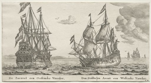 Various Ships and Views of Amsterdam (Verscheÿde Schepen en Gesichten van Amstelredam), Part II: The Pearl and East Indiaman, The Double Eagle, a West Indiaman
