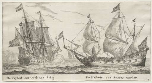 Various Ships and Views of Amsterdam (Verscheÿde Schepen en Gesichten van Amstelredam), Part II: The Freedom, a Man-of-War. The Wolf Hound, a Spanish Vessel