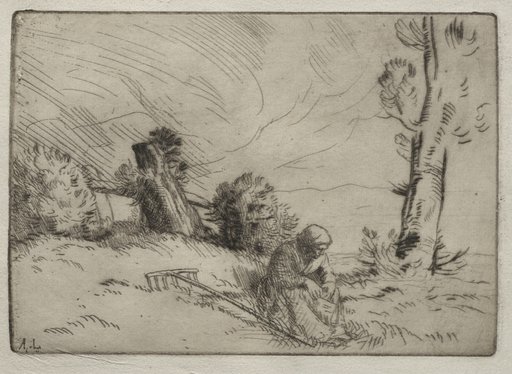 Peasant Woman Seated near a Hedge