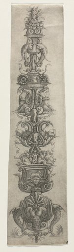 Upright Arabesque with Masks, Cupids and Nereids
