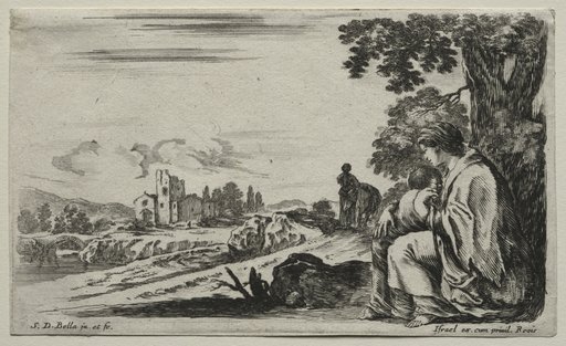 Various Figures and Landscapes: A Poor Nurse Seated under a Tree