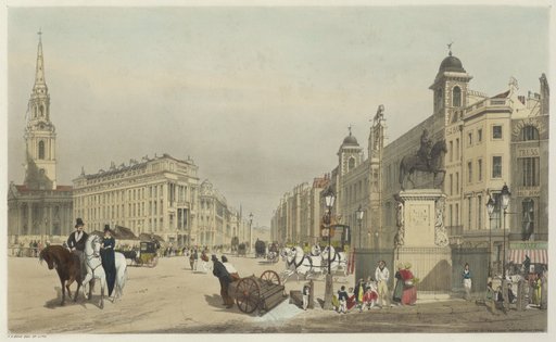 London As It Is: Entrance to the Strand, from Charing Cross