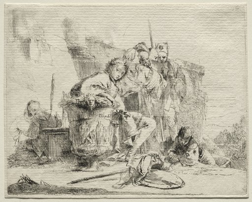 Various Caprices: Young Man Seated, Leaning Against an Urn