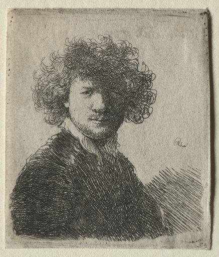 Self-Portrait with curly hair and white collar: Bust