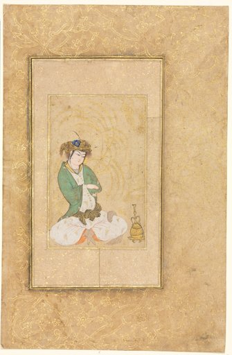 Youth Seated by a Willow; Single Page Illustration