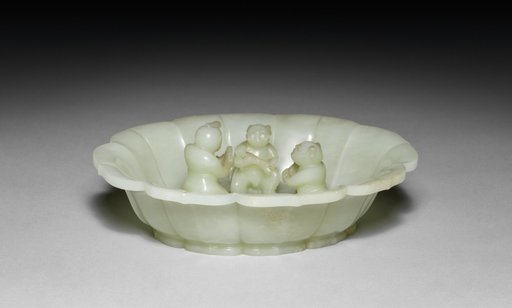 Octofoil Dish with Three Boys