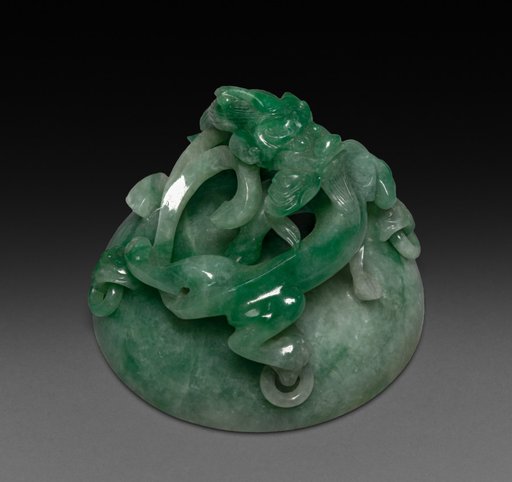 Three-Sectional Altar Group: Small Bowl with Carved Dragon (lid)