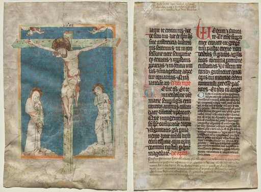 Leaf from a Missal: The Crucifixion (recto) and Text (verso)