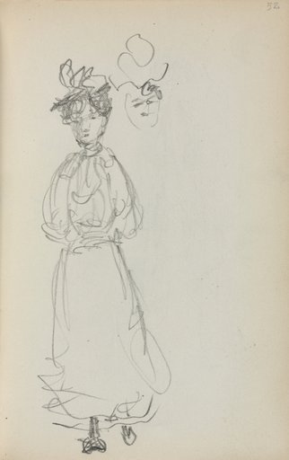 Italian Sketchbook: Standing Woman, face (page 52)