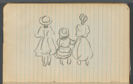 Sketchbook, page 155: Three Female Figures seen from the back