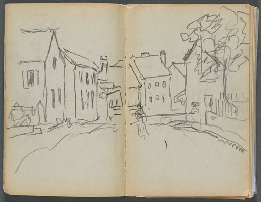 Sketchbook- The Granite Shore Hotel, Rockport, page 004 & 5: Street Scene