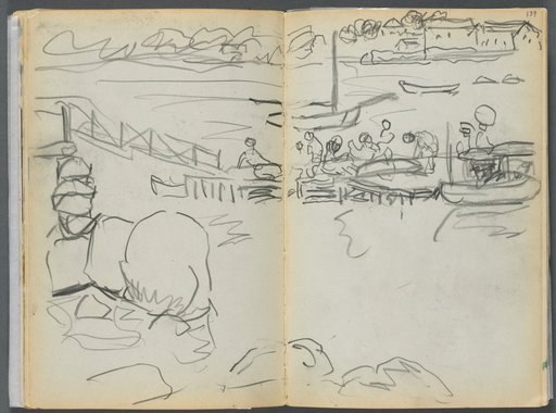 Sketchbook- The Granite Shore Hotel, Rockport, page 136 & 137: The Dock