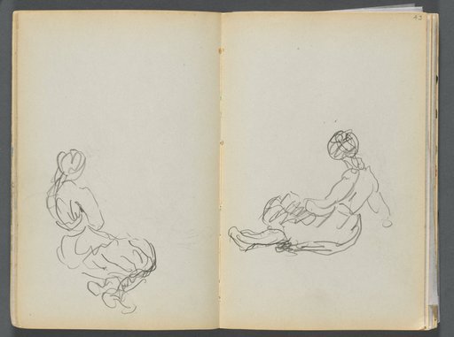 Sketchbook- The Granite Shore Hotel, Rockport, page 042 & 43: Two Seated Female Figures