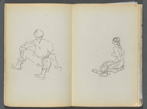 Sketchbook- The Granite Shore Hotel, Rockport, page 044 & 45: Male and Female Seated Figures
