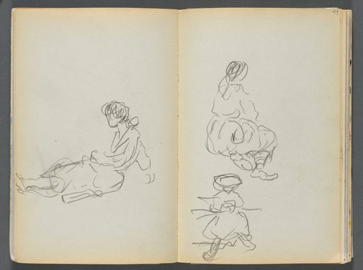 Sketchbook- The Granite Shore Hotel, Rockport, page 048 & 49: Seated Female Figures