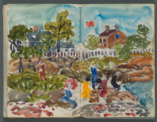 Sketchbook, The Dells, N° 127, page 156 & 157: Coastal Landscape with Figures