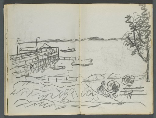 Sketchbook, The Dells, N° 127, page 112 & 113: View of Dock