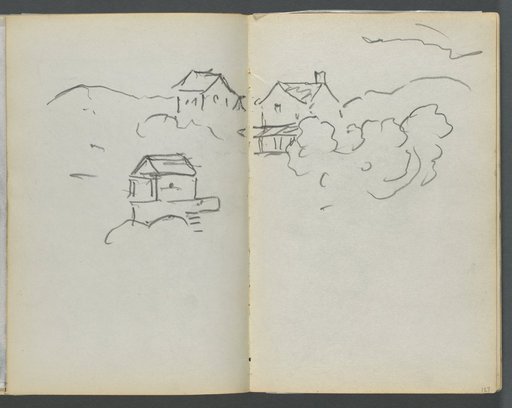 Sketchbook, The Dells, N° 127, page 126 & 127: Landscape with Houses