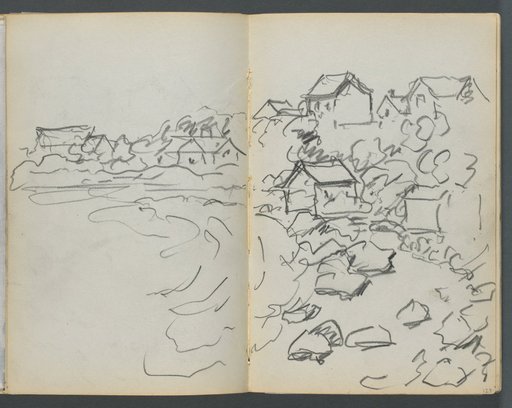 Sketchbook, The Dells, N° 127, page 128 & 129: Houses on a Coast