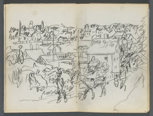 Sketchbook, The Dells, N° 127, page 090 & 91: Harbor with a Road