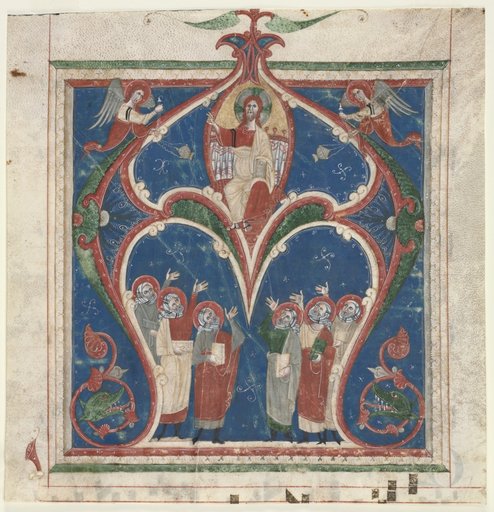 Historiated Initial (A) Excised from an Antiphonary: Christ in Majesty with Prophets