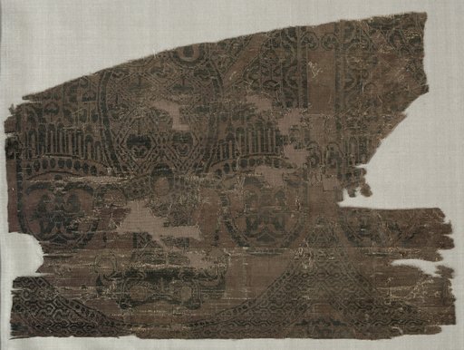 Samite fragments with double-headed eagles, from the tomb of Saint Bernard Calvo