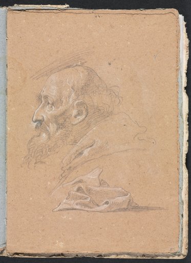 Verona Sketchbook: Monk in profile with drapery (page 87)