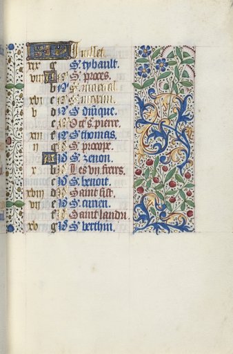Book of Hours (Use of Rouen): fol. 7r, Calendar Page for July