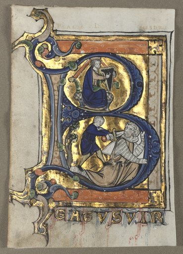 Leaf Excised from a Psalter: Initial B with King David