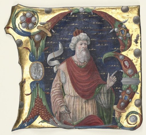 Initial R from a Choral Book with King David(?)