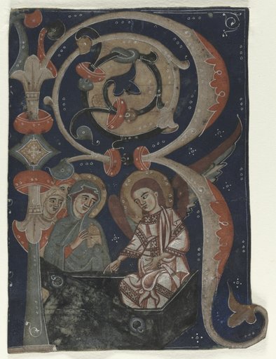 Historiated Initial (R) Excised from a Gradual: The Three Marys at the Tomb