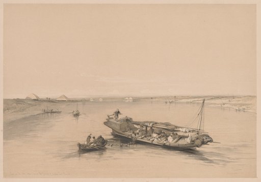 Egypt and Nubia: Volume I - No. 4, Slave Boats on the Nile, View Looking Towards the Pyramids of Dashour and Saccara