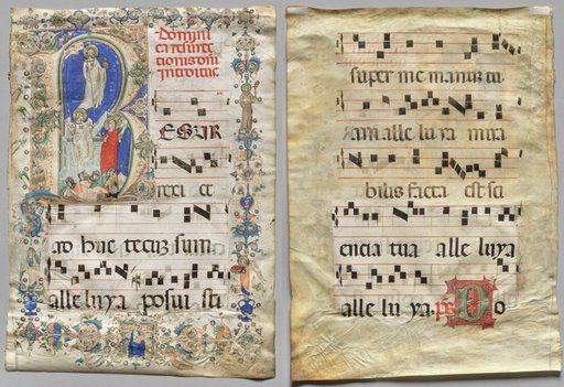 Leaf from a Gradual: Historiated Initial R: The Resurrection (recto) and Initial D (verso)