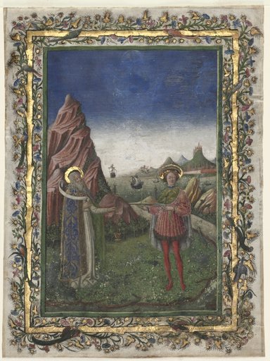 Single Leaf from a Missal: Two Male Saints
